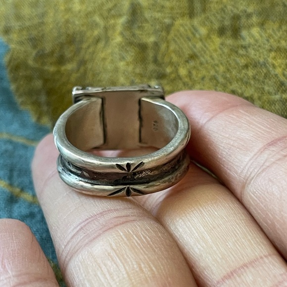 WORKMAN’S DAUGHTER HANDCRAFTED BLACK ONYX WIDE BAND MEN’S RING - Picture 5 of 7